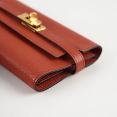 Hermes Kelly Compact Wallet Terre Battue Chevre- A Stamp