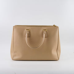 Prada Large Saffiano Double Zip Galleria Bag Beige