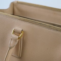 Prada Large Saffiano Double Zip Galleria Bag Beige