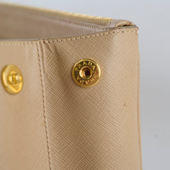 Prada Large Saffiano Double Zip Galleria Bag Beige