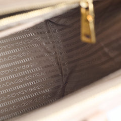 Prada Large Saffiano Double Zip Galleria Bag Beige