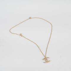 Chanel CC Long Rhinestone Gold Necklace Costume Jewellery