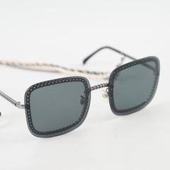 Chanel 4244 Black Square Sunglasses with Chain