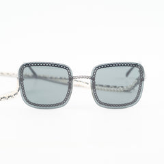 Chanel 4244 Black Square Sunglasses with Chain