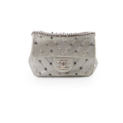 Chanel Silver Pearl Chevron Mini Flap
