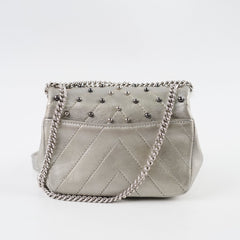Chanel Silver Pearl Chevron Mini Flap