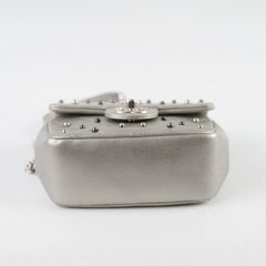 Chanel Silver Pearl Chevron Mini Flap