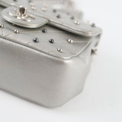 Chanel Silver Pearl Chevron Mini Flap