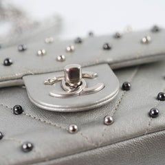 Chanel Silver Pearl Chevron Mini Flap