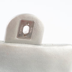 Chanel Silver Pearl Chevron Mini Flap