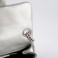 Chanel Silver Pearl Chevron Mini Flap