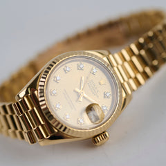 Rolex 26mm Datejust 18k Yellow Gold with Diamonds Watch