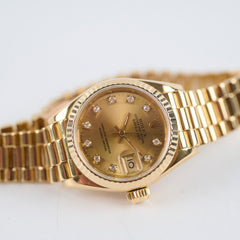 Rolex 26mm Datejust 18k Yellow Gold with Diamonds Watch