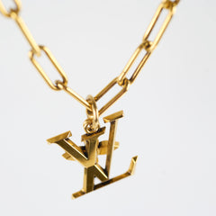 Louis Vuitton Flower Monogram Necklace Gold