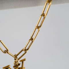 Louis Vuitton Flower Monogram Necklace Gold