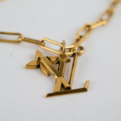 Louis Vuitton Flower Monogram Necklace Gold