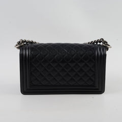 Chanel Old Medium Boy Bag Black Caviar Ruthenium HW