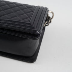 Chanel Old Medium Boy Bag Black Caviar Ruthenium HW