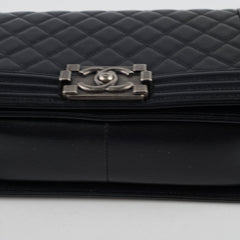 Chanel Old Medium Boy Bag Black Caviar Ruthenium HW