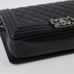 Chanel Old Medium Boy Bag Black Caviar Ruthenium HW