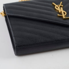 Saint Laurent Envelope Wallet On Chain Black GHW