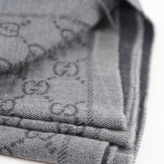 Gucci Grey Wool Scarf GG Monogram
