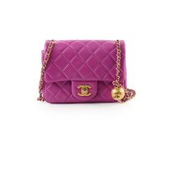 Chanel Pearl Crush Square Mini Purple Calfskin  Classic Flap