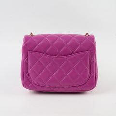 Chanel Pearl Crush Square Mini Purple Calfskin  Classic Flap