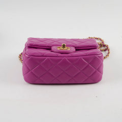 Chanel Pearl Crush Square Mini Purple Calfskin  Classic Flap