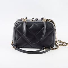Chanel CC Quilted Bowling Bag Lambskin Black (28 Series)