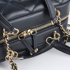 Chanel CC Quilted Bowling Bag Lambskin Black (28 Series)