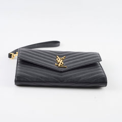 Saint Laurent Cassandre Matelasse Flap Pouch Black