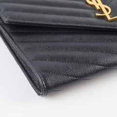 Saint Laurent Cassandre Matelasse Flap Pouch Black