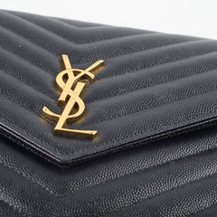 Saint Laurent Cassandre Matelasse Flap Pouch Black