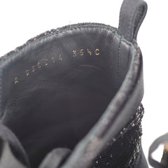 Chanel Tweed Black Boots Size 35.5