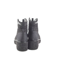 Chanel Tweed Black Boots Size 35.5