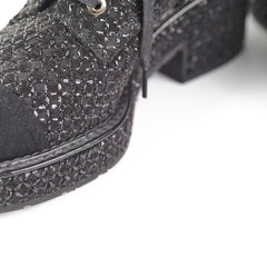 Chanel Tweed Black Boots Size 35.5