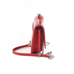 Saint Laurent Sunset On Chain Mini Croc Embossed Red