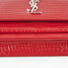 Saint Laurent Sunset On Chain Mini Croc Embossed Red
