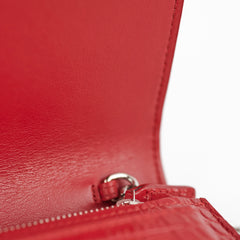 Saint Laurent Sunset On Chain Mini Croc Embossed Red