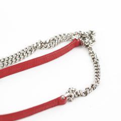 Saint Laurent Sunset On Chain Mini Croc Embossed Red