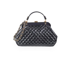 Chanel Mademoiselle Frame Patent Leather Bag Black
