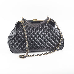 Chanel Mademoiselle Frame Patent Leather Bag Black