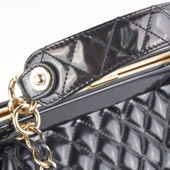 Chanel Mademoiselle Frame Patent Leather Bag Black