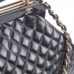 Chanel Mademoiselle Frame Patent Leather Bag Black