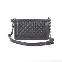Chanel Old Medium Caviar Boy Black Microchip