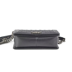 Chanel Old Medium Caviar Boy Black Microchip