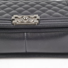 Chanel Old Medium Caviar Boy Black Microchip