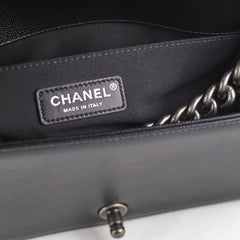 Chanel Old Medium Caviar Boy Black Microchip