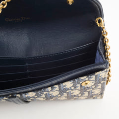 Christian Dior Small Oblique Saddle Chain Long Wallet On Chain